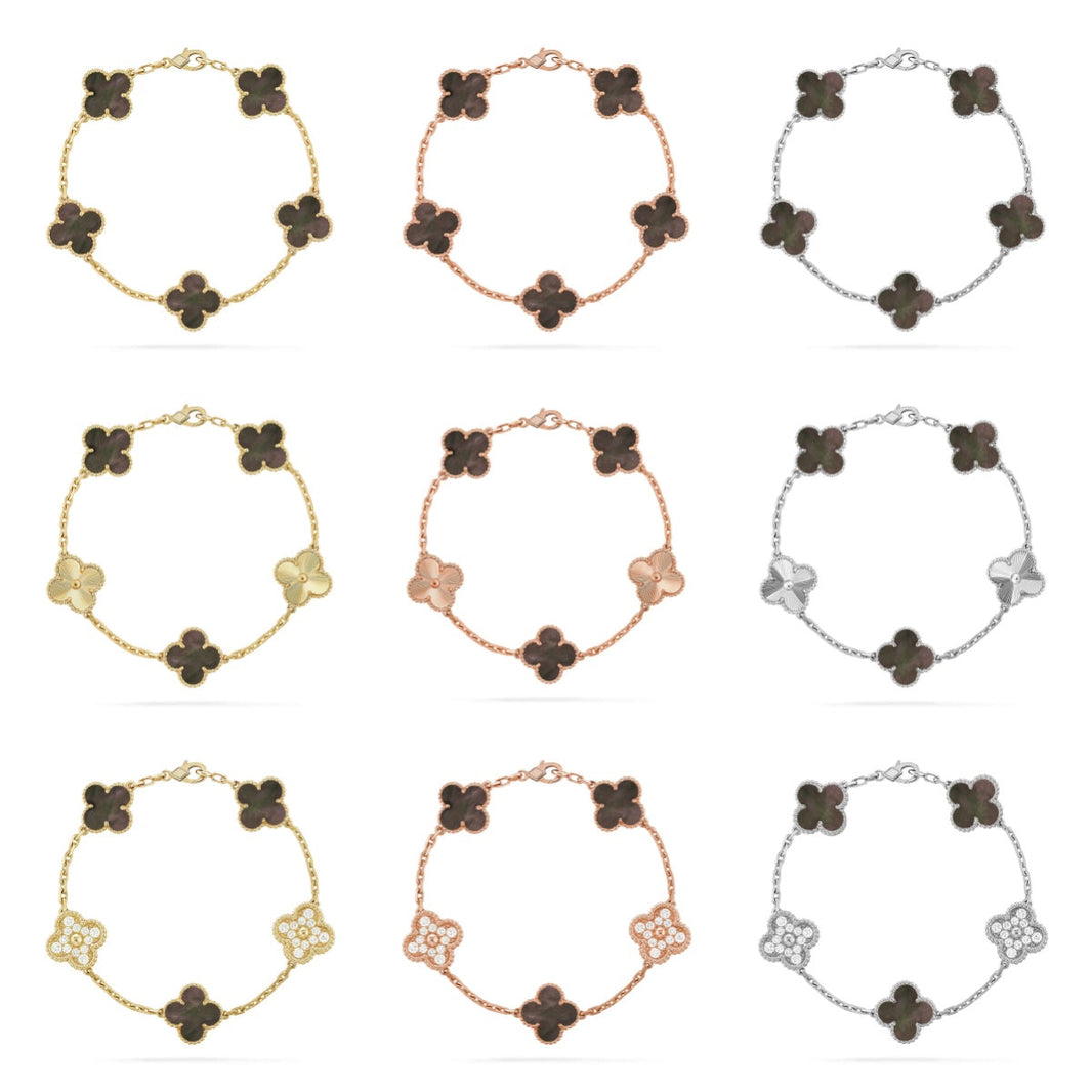 [LUCKY LOVE] CLOVER 5 MOTIF GRAY MOP BRACELET COLLECTION
