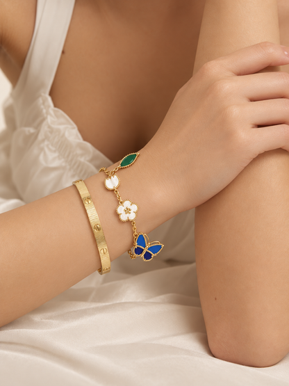 [LoveLucky] Lucky Spring Butterfly 5-Motif & LOVE Unlimited Bracelet Stack Set