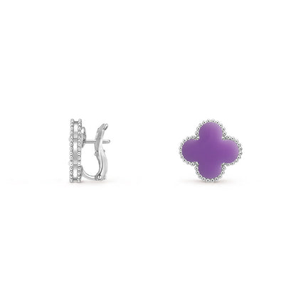[LUCKY LOVE]CLOVER SILVER 15MM MOP EARRINGS COLLECTION