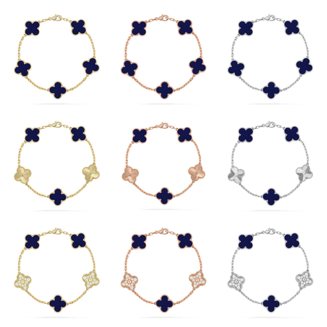 [LUCKY LOVE]CLOVER 5 MOTIF LAPIS LAZULI BRACELET COLLECTION