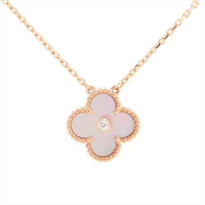 [LUCKY LOVE]CLOVER 15MM DIAMOND PINK MOP NECKLACE