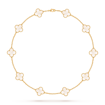 [LUCKY LOVE]CLOVER 10 MOTIFS PINK MOP NECKLACE