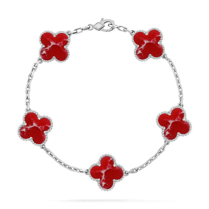 [LUCKY LOVE]CLOVER 5 MOTIF RED PATTERN BRACELET COLLECTION