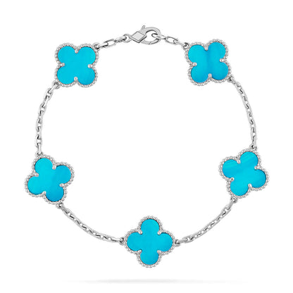 [LUCKY LOVE] CLOVER 5 MOTIF TURQUOISE BRACELET COLLECTION