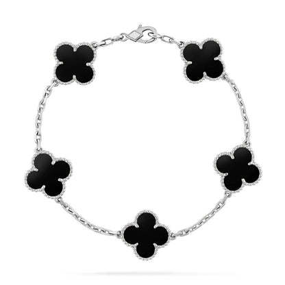 [LoveLucky]Clover & Love Sliver 2-Piece Bracelet Stack Set