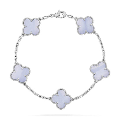 [LUCKY LOVE] CLOVER 5 MOTIF PURPLE CHALCEDONY BRACELET COLLECTION