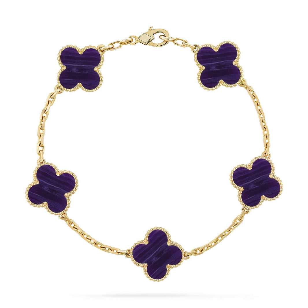 [LUCKY LOVE]CLOVER 5 MOTIF PURPLE STRIPES BRACELET COLLECTION