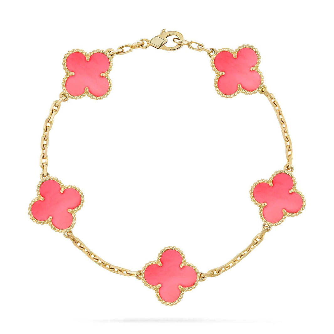 [LUCKY LOVE] CLOVER 5 MOTIFS  PINK MOP BRACELET COLLECTION