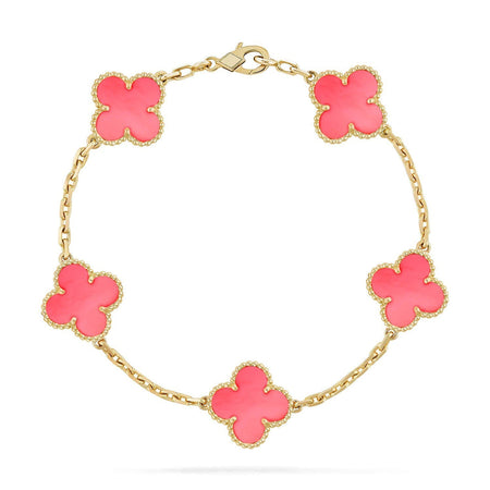 [LUCKY LOVE] CLOVER 5 MOTIFS  PINK MOP BRACELET COLLECTION