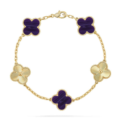 [LUCKY LOVE]CLOVER 5 MOTIF PURPLE STRIPES BRACELET COLLECTION