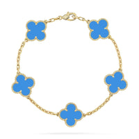 [LUCKY LOVE] CLOVER 5 MOTIF BLUE AGATE BRACELET COLLECTION