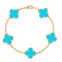 [LUCKY LOVE] CLOVER 5 MOTIF TURQUOISE BRACELET COLLECTION