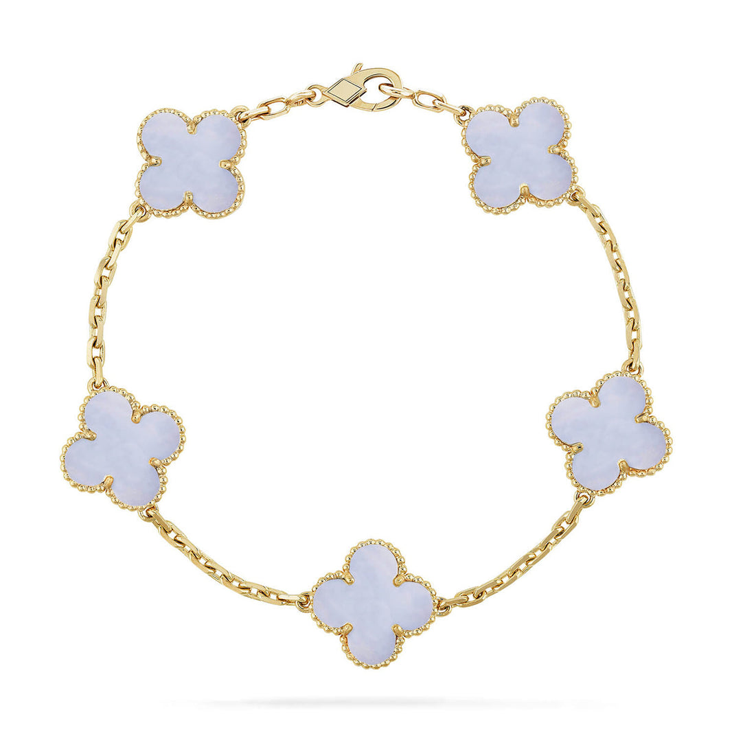 [LUCKY LOVE] CLOVER 5 MOTIF PURPLE CHALCEDONY BRACELET COLLECTION