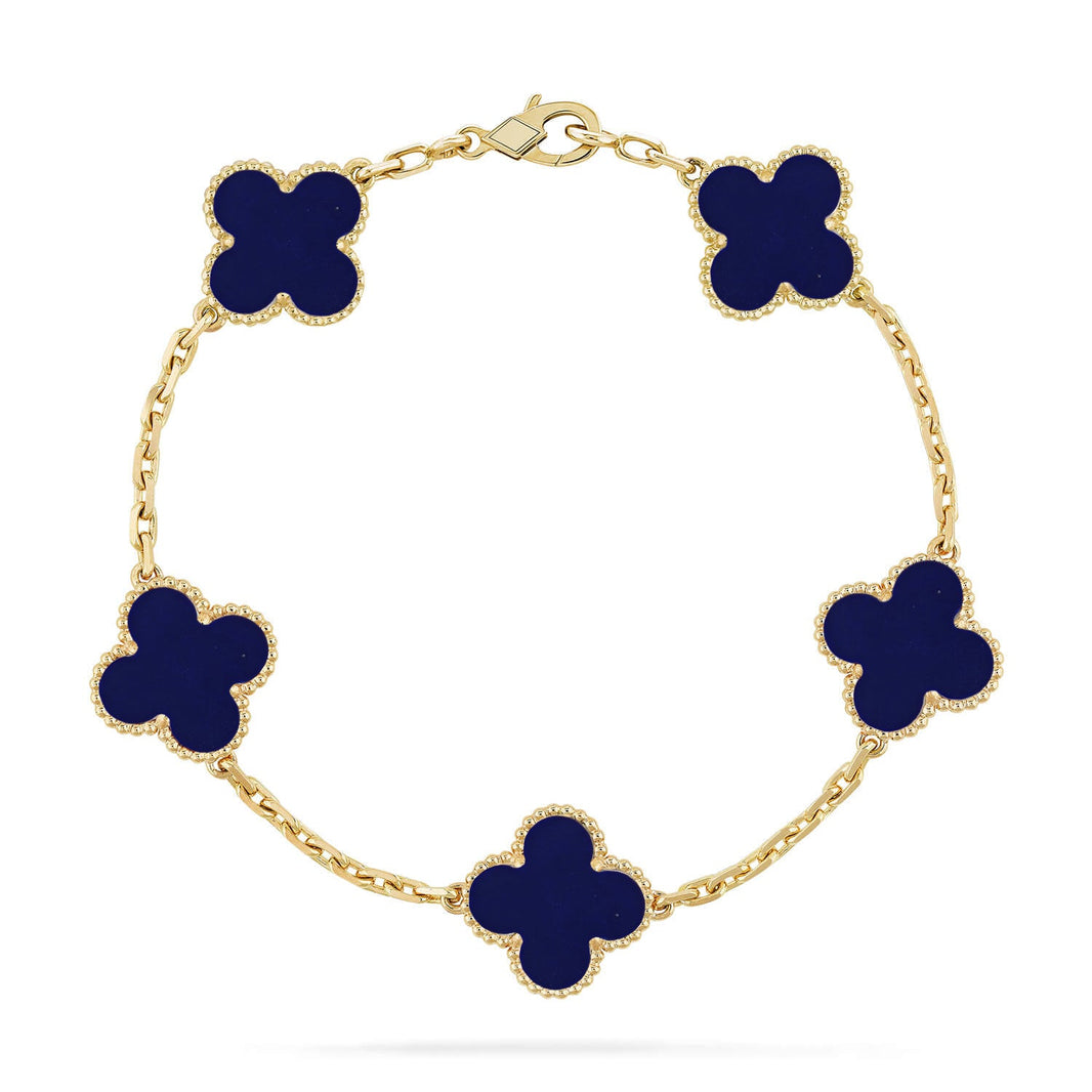 [LUCKY LOVE]CLOVER 5 MOTIF LAPIS LAZULI BRACELET COLLECTION