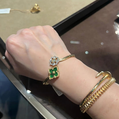 [LUCKY LOVE]OPERA TULLE  GOLD BRACELET WITH ENAMEL BACKGROUND