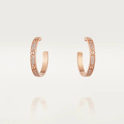 [LUCKY LOVE]LOVE DIAMOND PINK GOLD HOOP EARRINGS