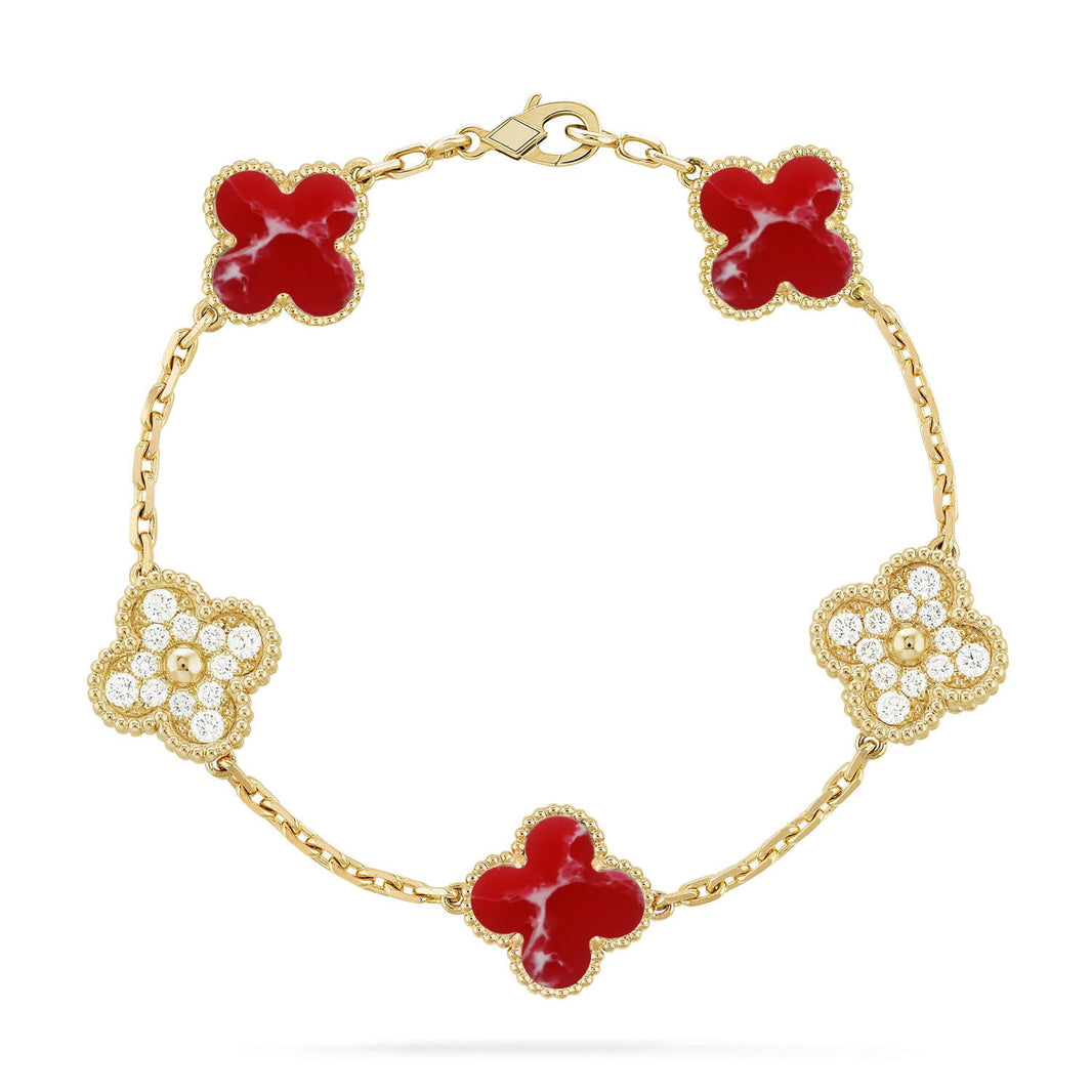 [LUCKY LOVE]CLOVER 5 MOTIF RED PATTERN BRACELET COLLECTION