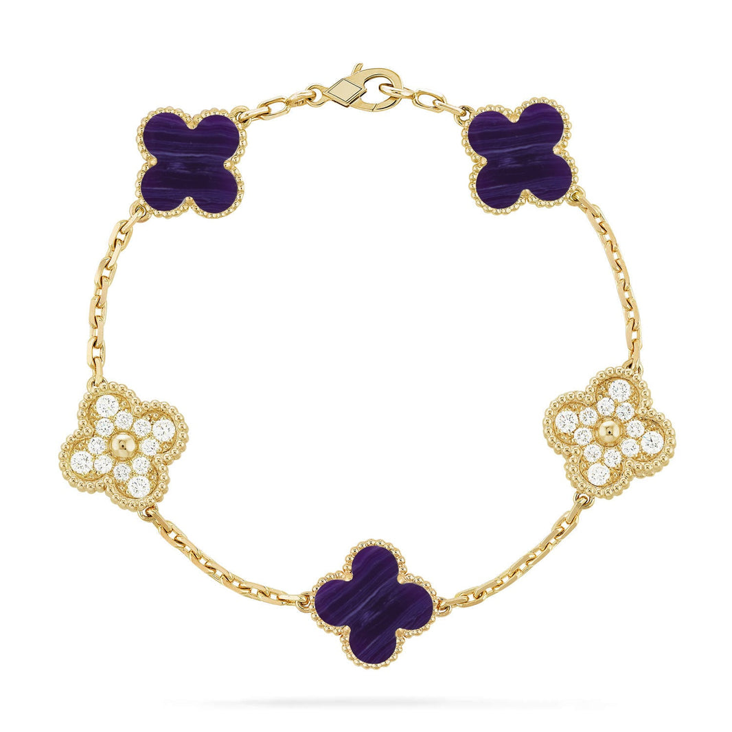 [LUCKY LOVE]CLOVER 5 MOTIF PURPLE STRIPES BRACELET COLLECTION