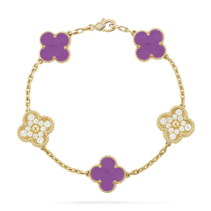 [LUCKY LOVE] CLOVER 5 MOTIF VIOLET BRACELET COLLECTION