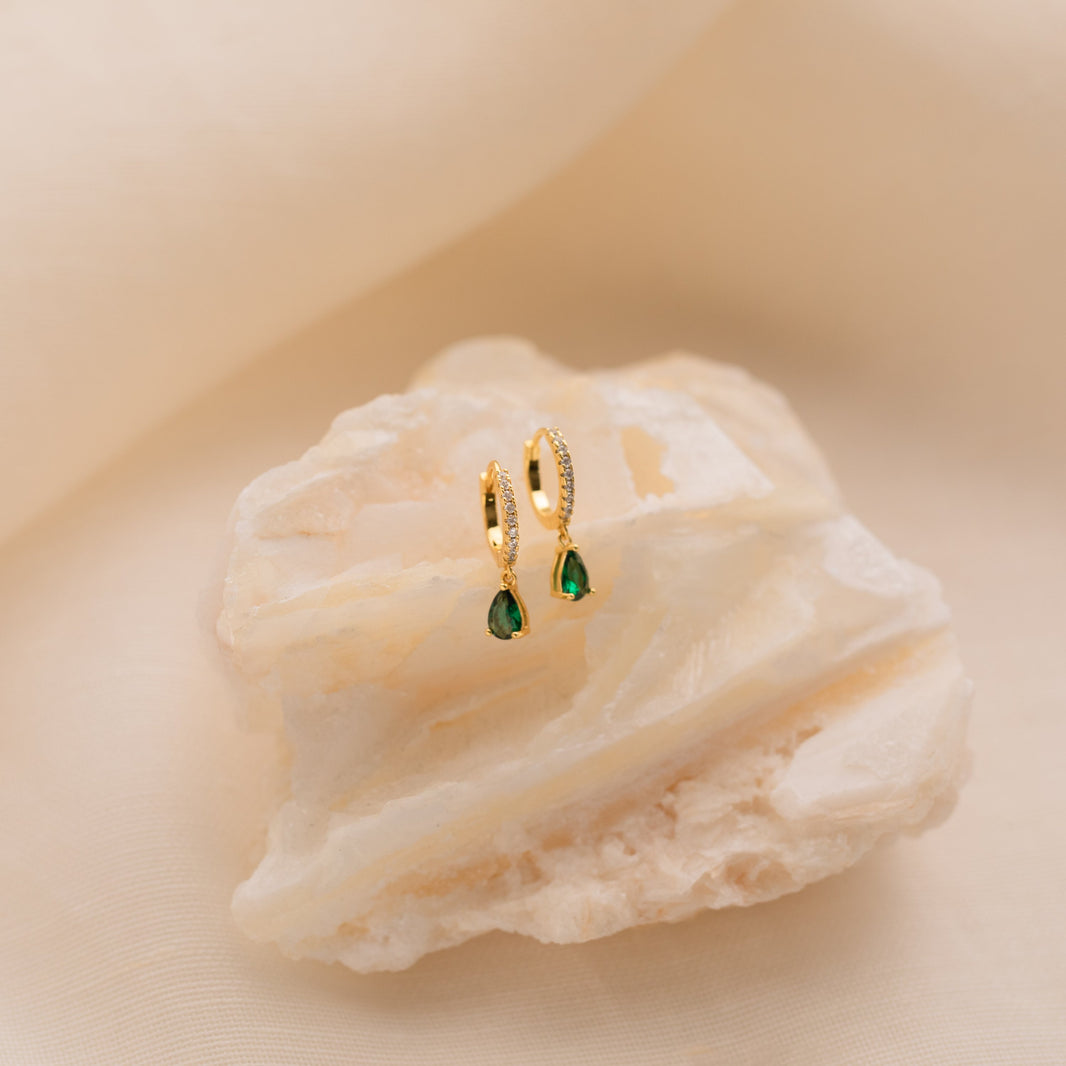 Pave Birthstone Drop Huggies