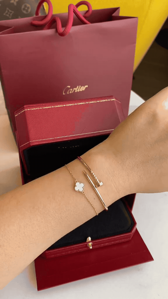 [LoveLucky] Clover White Mother-of-Pearl & JUSTE Bracelet Stack Set