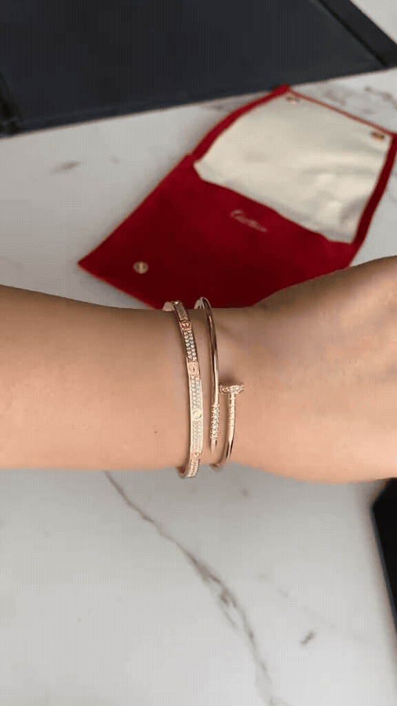[LoveLucky] JUSTE Diamond & LOVE Diamond-Paved Bracelet Stack Set