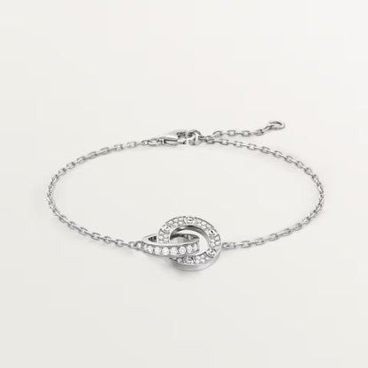 [LUCKY LOVE]LOVE DOUBLE RING FULL DIAMOND BRACELET