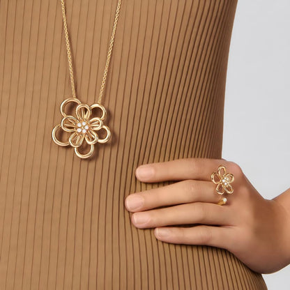 [LUCKY LOVE]  FLOWERLACE OPEN RING 5 DIAMONDS