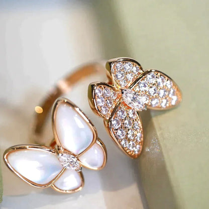 [LUCKY LOVE]TWIN BUTTERFLY DIAMOND MOP RING