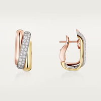 [LUCKY LOVE]TRINITY HALF DIAMOND  CUSHION EARRINGS
