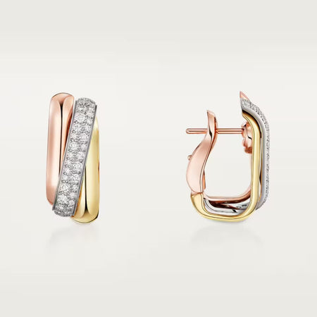 [LUCKY LOVE]TRINITY HALF DIAMOND  CUSHION EARRINGS