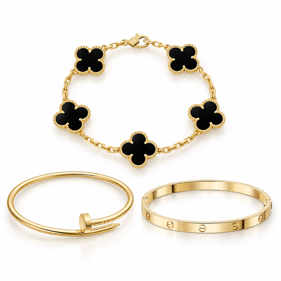 [LoveLucky]Clover & Juste & Lover  Bracelet Stack Set