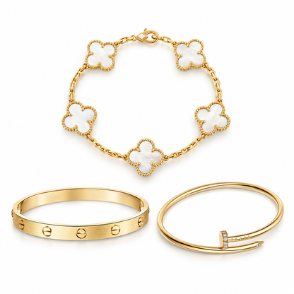 [LoveLucky]Clover & Lover & Juste Bracelet Stack Set