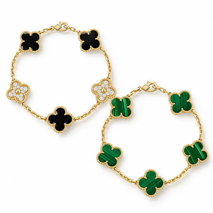 [LoveLucky]Clover 5 Motifs  Duo Bracelet Stack Set