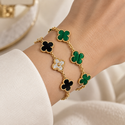 [LoveLucky]Clover 5 Motifs  Duo Bracelet Stack Set