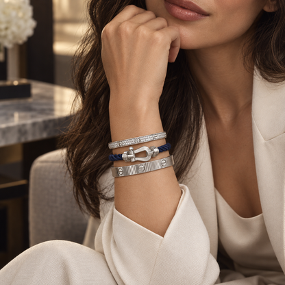 [LoveLucky]Love & Force Large Horseshoe Trio Bracelet Stack Set