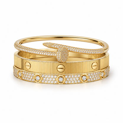 [LoveLucky]Love & Juste Statement Bracelet Trio Stack Set