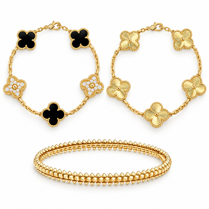 [LoveLucky]Clover & Clash Bracelet 3-Piece Stack set
