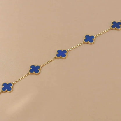 [LUCKY LOVE] CLOVER 5 MOTIF BLUE AGATE BRACELET COLLECTION