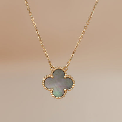[LUCKY LOVE]CLOVER 15MM  GRAY MOTHER OF PEARL NECKLACE