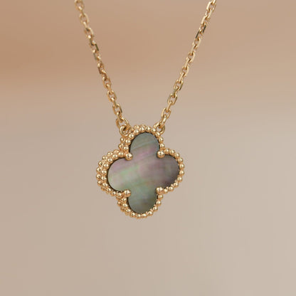 [LUCKY LOVE]CLOVER 15MM  GRAY MOTHER OF PEARL NECKLACE