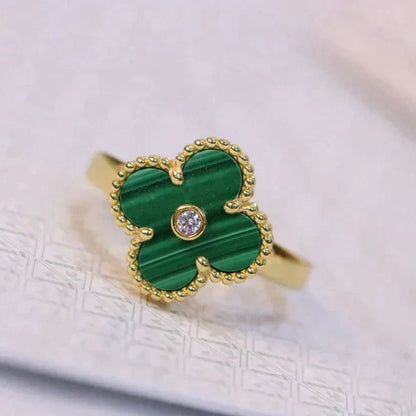 [LUCKY LOVE]CLOVER MALACHITE RING GOLD DIAMOND