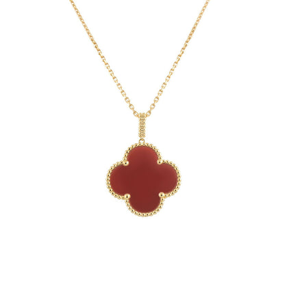[LUCKY LOVE]CLOVER 25MM NECKLACE GOLD CARNELIAN