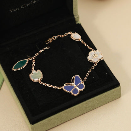 [LoveLucky] LOVE Brushed & Lucky Spring Butterfly 5-Motif Bracelet Stack Set