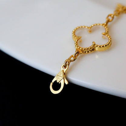 [LUCKY LOVE]CLOVER 5 MOTIF ROCK CRYSTAL BRACELET