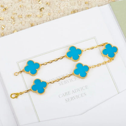 [LUCKY LOVE] CLOVER 5 MOTIF TURQUOISE BRACELET COLLECTION