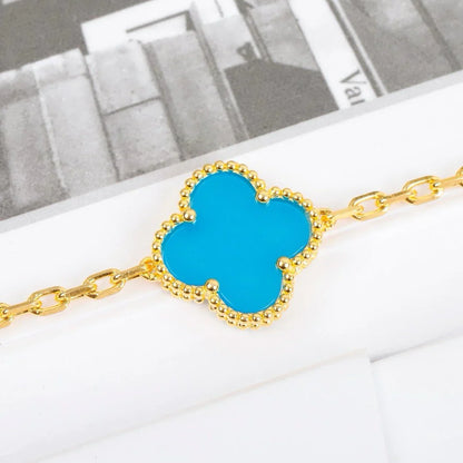 [LUCKY LOVE] CLOVER 5 MOTIF TURQUOISE BRACELET COLLECTION