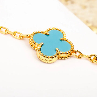 [LUCKY LOVE] CLOVER 5 MOTIF TURQUOISE BRACELET COLLECTION