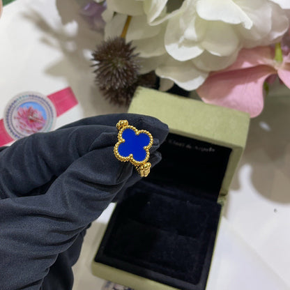 [LUCKY LOVE]CLOVER RIVERSIBLE BLUE AGATE RING
