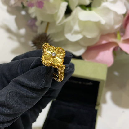 [LUCKY LOVE]CLOVER RIVERSIBLE BLUE AGATE RING